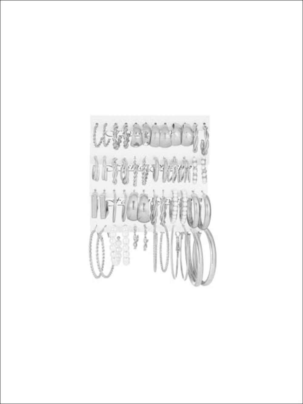 24 Pair Hoop Earrings Set Alloy Lightweight for Women Everyday Wear